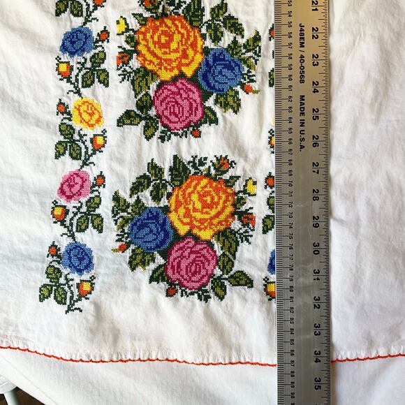 Durga Women Dress size M White See Through Floral Embroidery KneeLength Summer - Picture 4 of 10